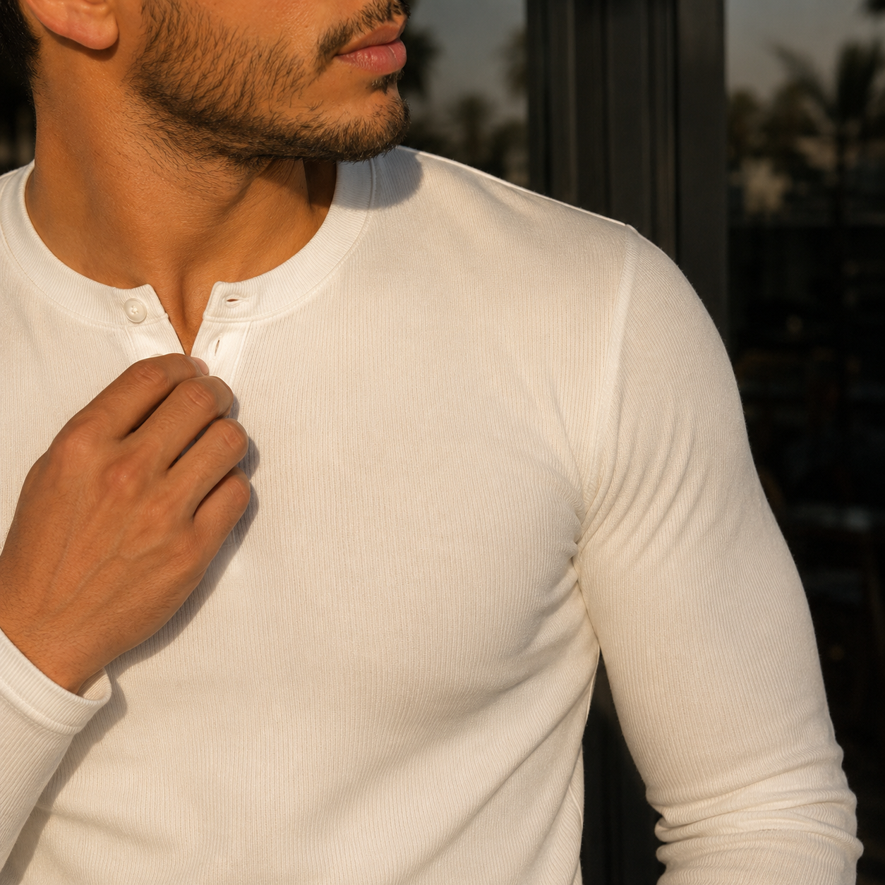 Premium Long Sleeve Henley T-Shirt – Slim Fit